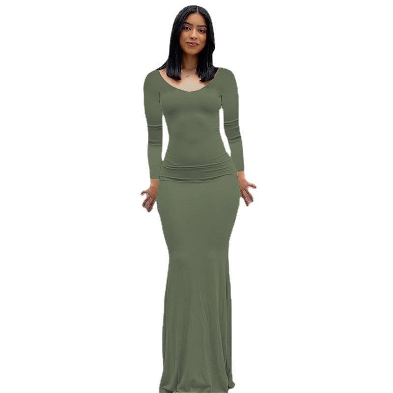 Women's Casual Slim-fit Long-sleeved Home Dress
