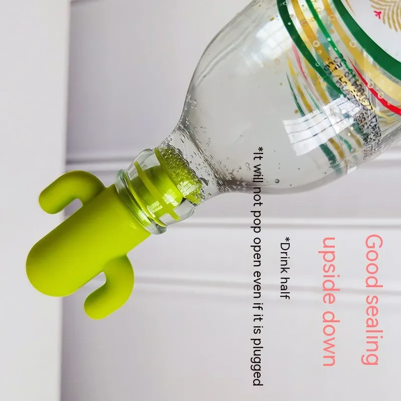 Silicone Red Wine Stopper Cactus Sealed Bottle Stopper Creative - Green