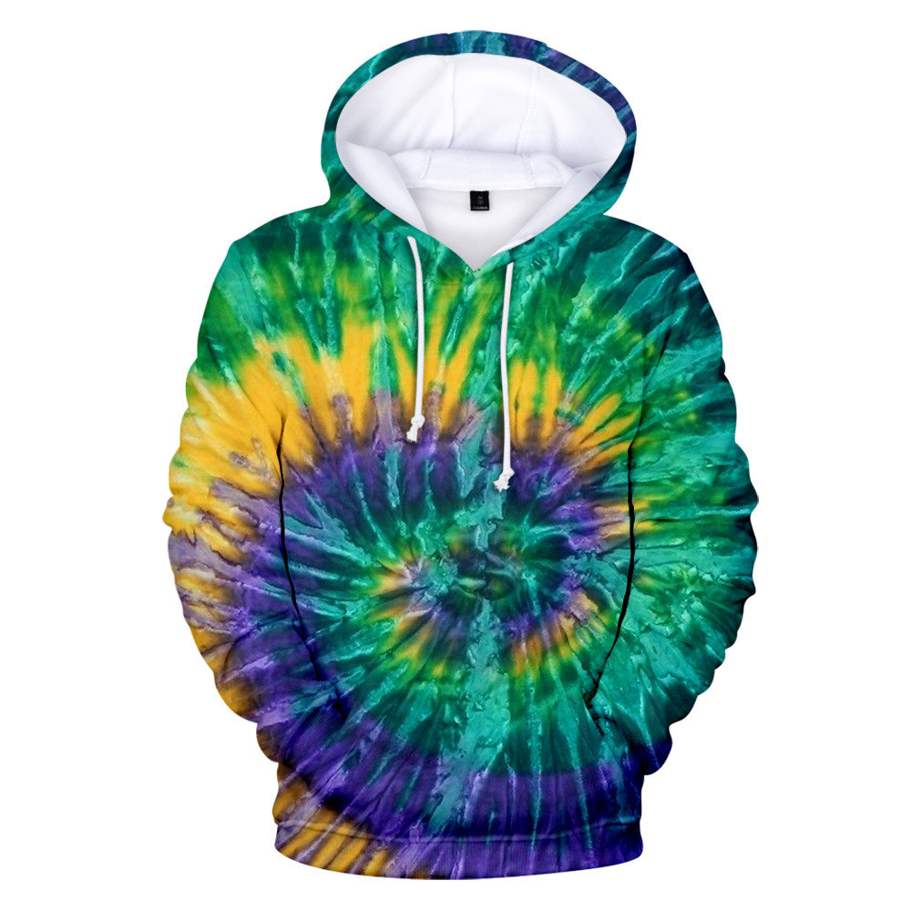 New Tie-Dye Digital Printing 3D Hooded Long-Sleeved Sweater
