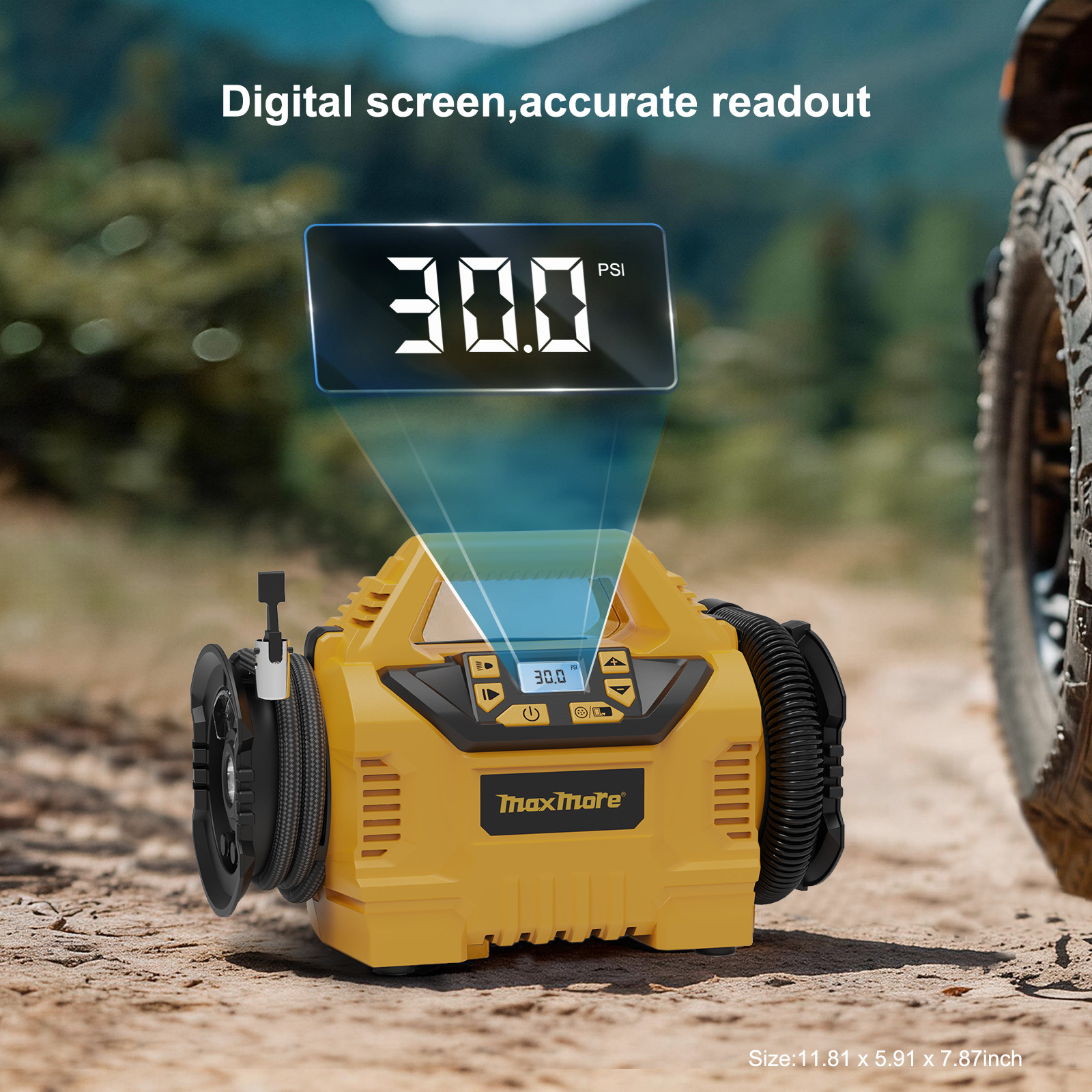 Portable Tire Inflator Deflator For 20V Battery Tool Only, 160 PSI Cordless Air