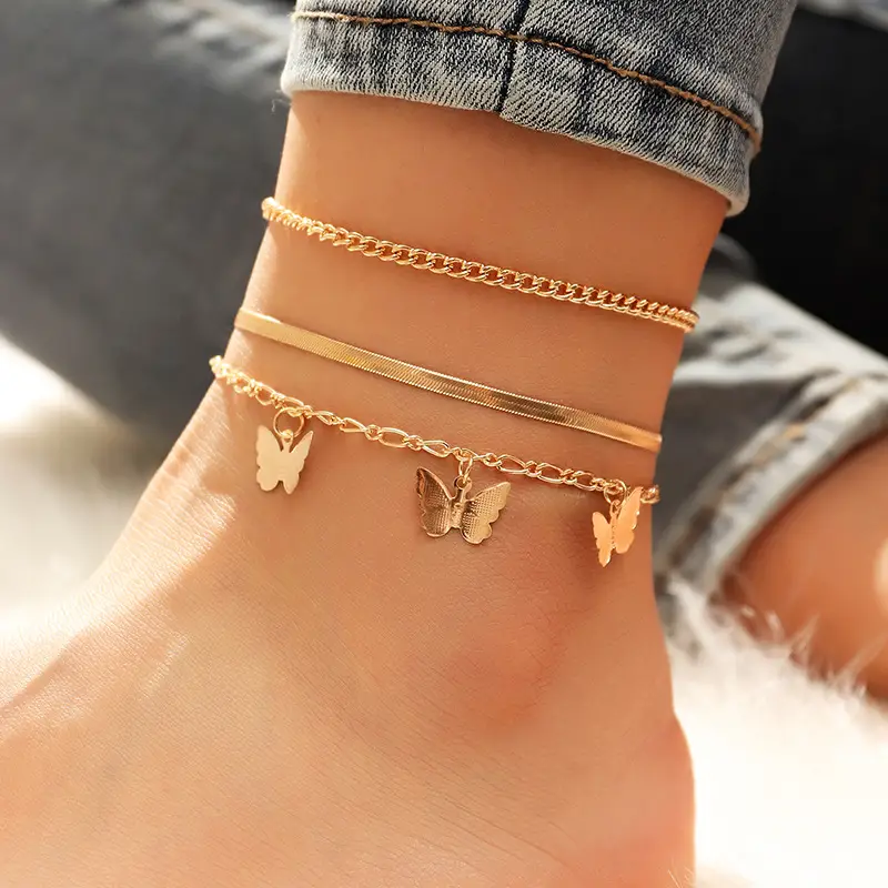 Fashion Alloy Butterfly Pendant Anklet Accessories