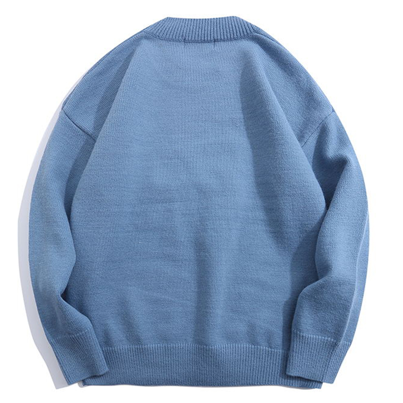 Embroidered Crew Neck Sweater Men's Retro Loose Student Couple Base