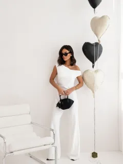 Sexy Jumpsuits For Women Falling Straps Business Rompers Elegant Straight Long Pants Rompers Fastened With A Zipper On The Side - White - View 1