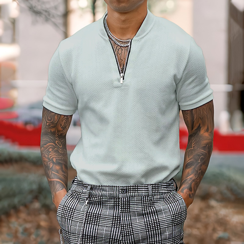 قميص رجالي بأكمام قصيرة ضيقة وكاجوال