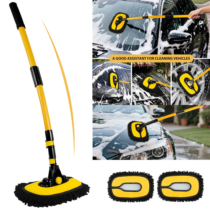 Arc Retractable Car Cleaning Brush, Portable Brush Set With Storage Bag For RV, Truck And Camper Cleaning
