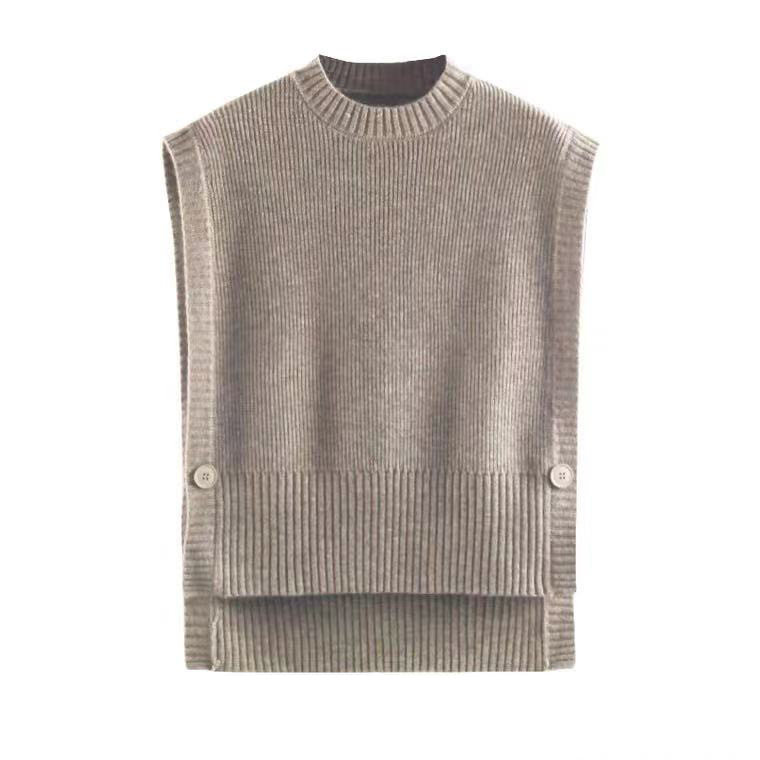 Simple Button Design Feeling Loose And Wear All-match Vest