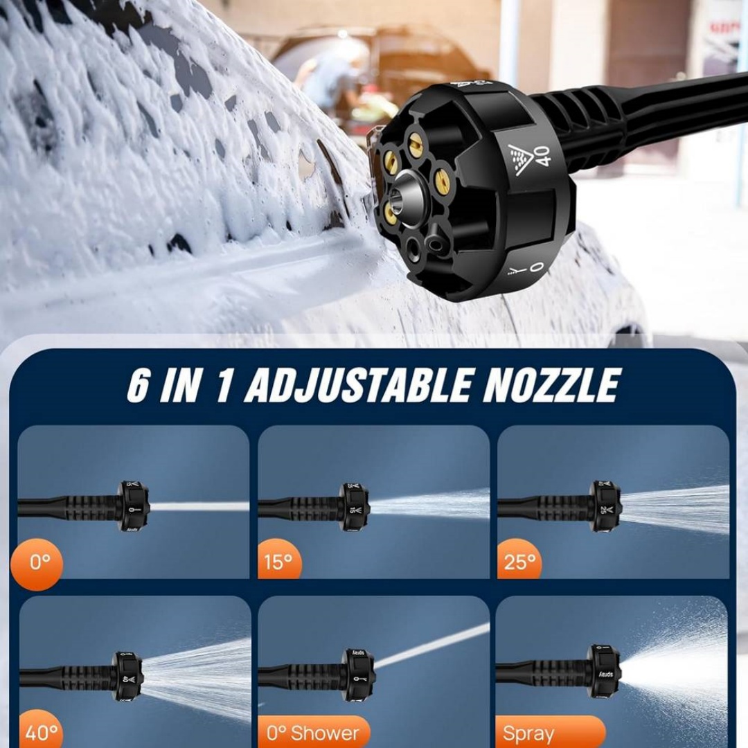 Cordless Car High Pressure Washer Jet 7in1 Rechargeable Cleaner Gun 2Battery — image 5