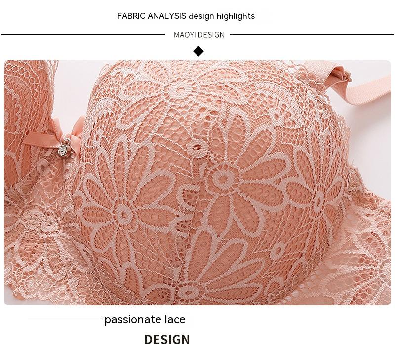 Title 4, Half Cup Lace Bra Steel Ring Push Up Prevent Ac...