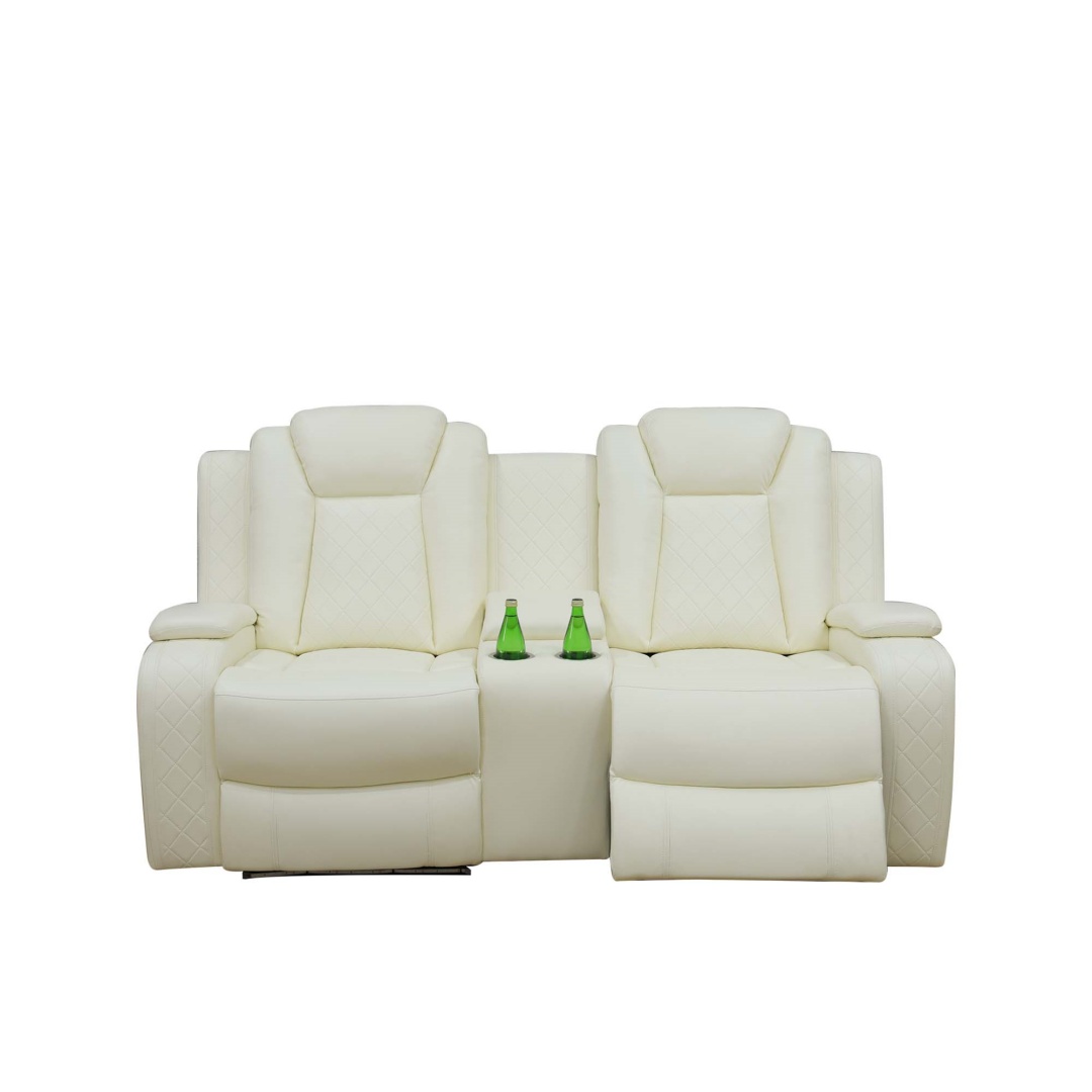 Pickup Only--White Breathing Leather 3-Piece Living Room Recliner Sofa Set