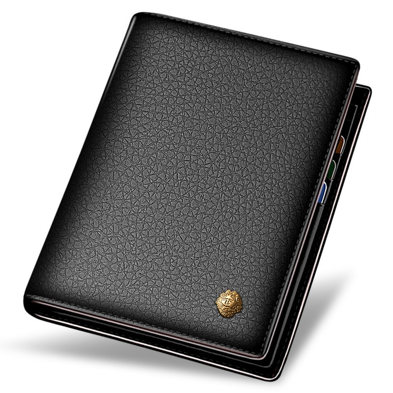 Youth Short First Layer Cowhide Wallet Vertical Korean Business