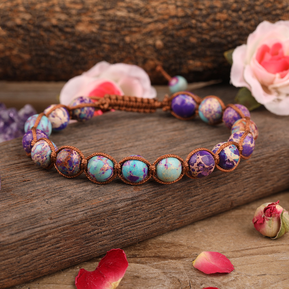 Ladies Natural Sea Sediment Jasper Bracelet