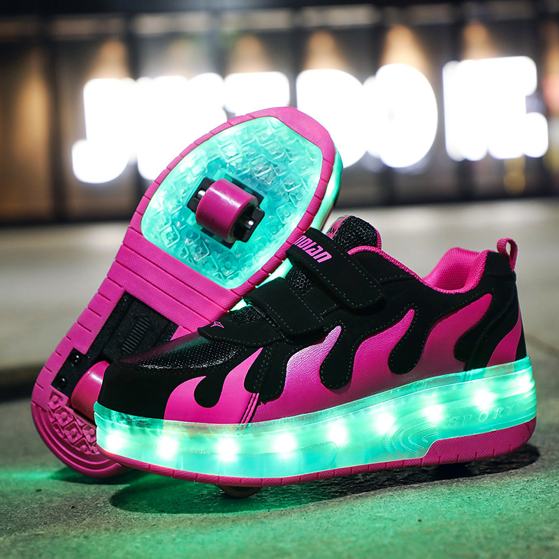 Single Wheel Heelys LED Light Shoes