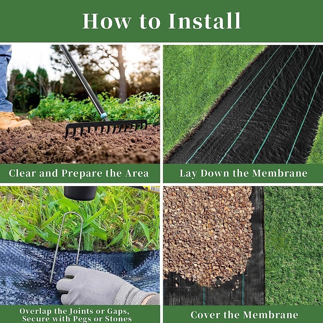 2x25M Heavy Duty Weed Control Membrane Garden Barrier Fabric Landscaping Cover