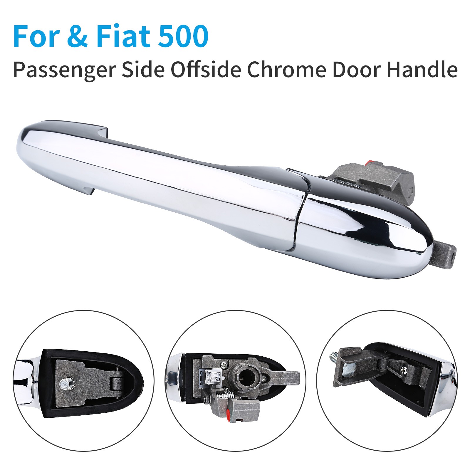 Chrome Replacement For Fiat 500 Door Handle Hinge Repair Kit Left Passenger Side — image 5