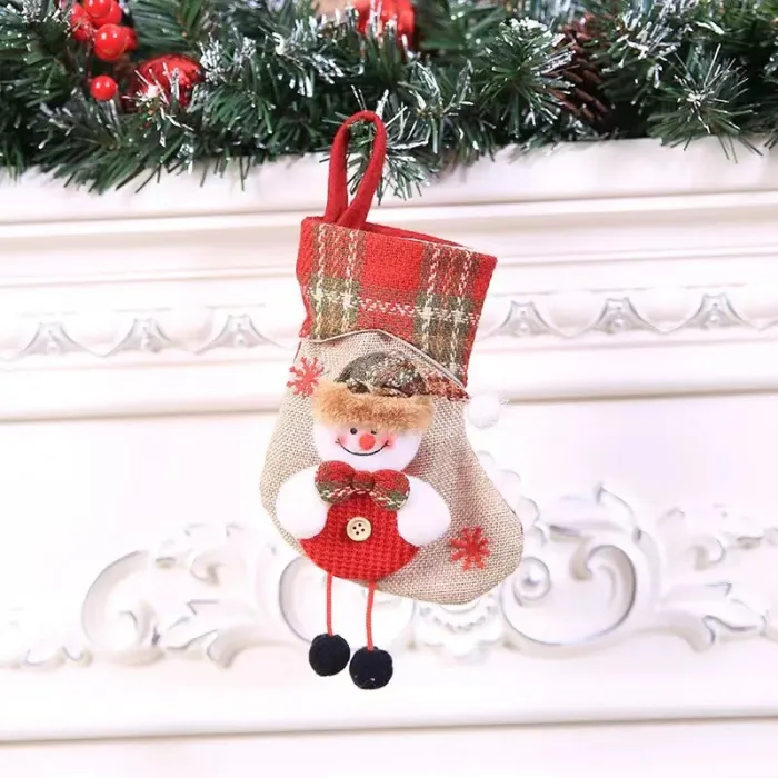 Mini Christmas Stocking Ornaments, Santa, Snowman and Reindeer Designs, Sold in Packs of 4 - detail photo 8