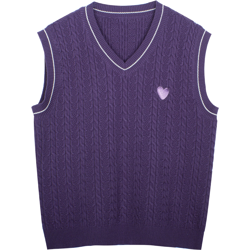 Women's Retro Purple V-neck Sleeveless Knitted Vest