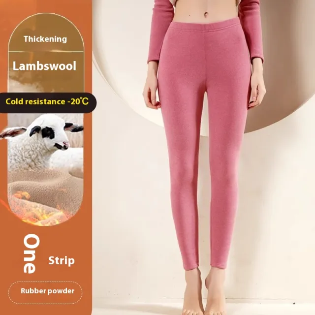 Warm Cashmere Leggings Winter Solid Slim Pants Fashion Trousers For Women Clothing Rubber Powder 3Xl - Shop at LoveMi