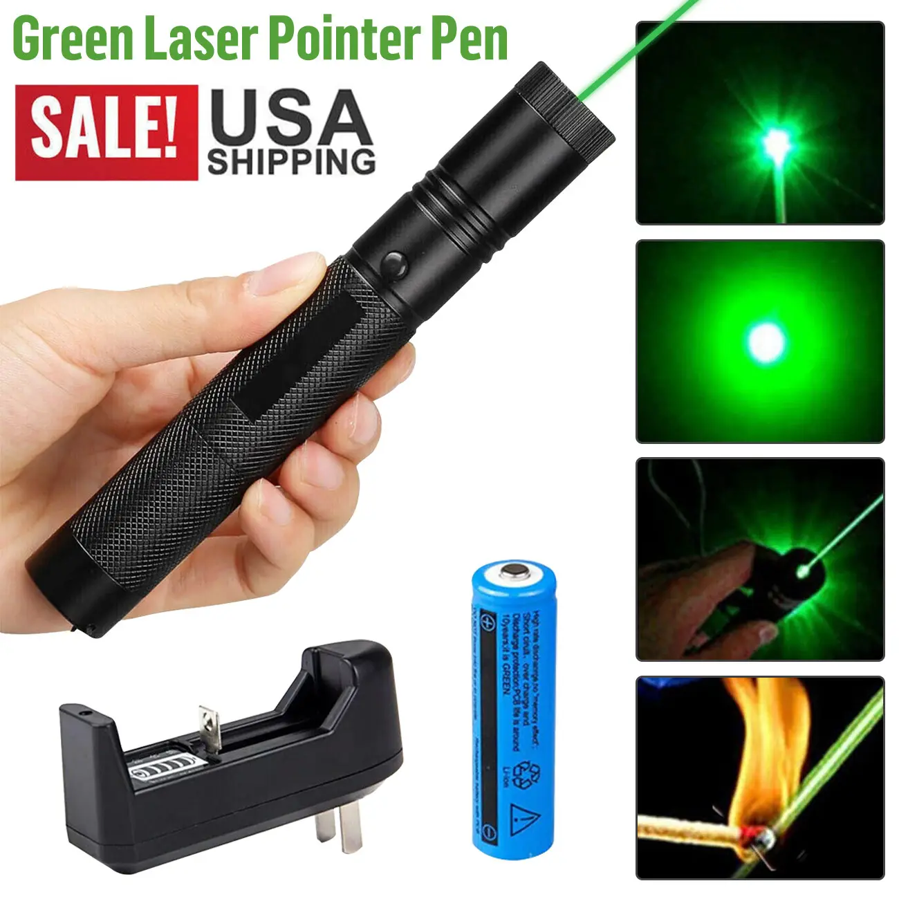 9900Mile Strong Green Laser Pointer Pen Light