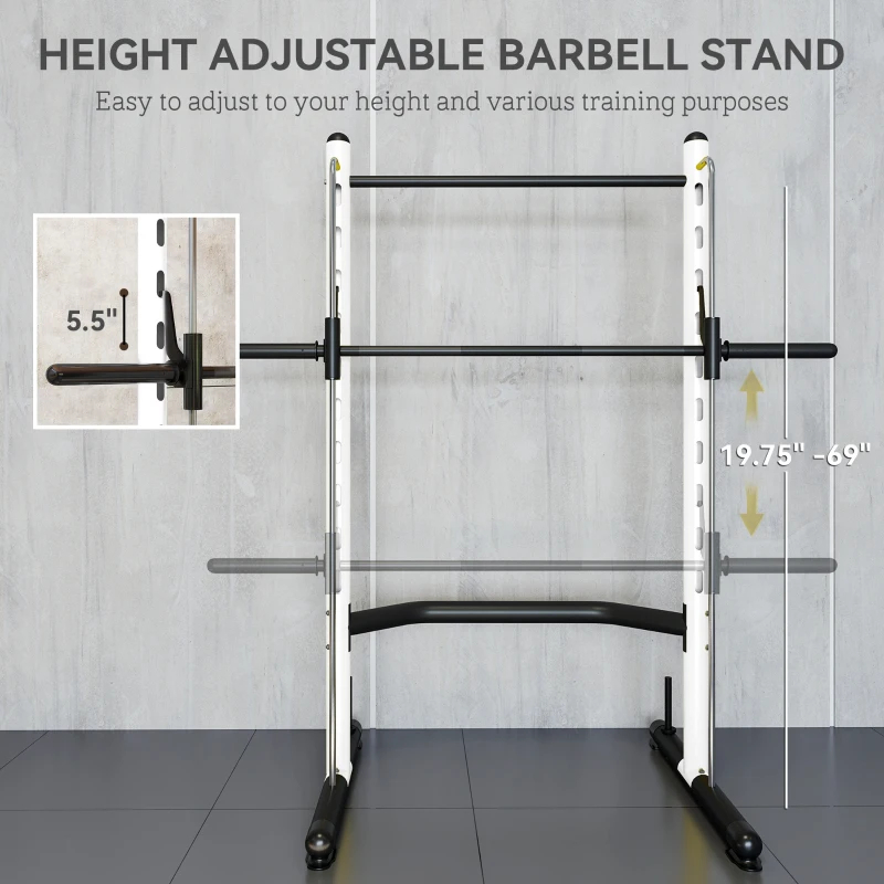 Squat Rack With Pull Up Bar And Barbell Bar Adjustable Bench Press Multi-Function Weight Lifting Half Rack, WhiteMultiple Packages — foto 7