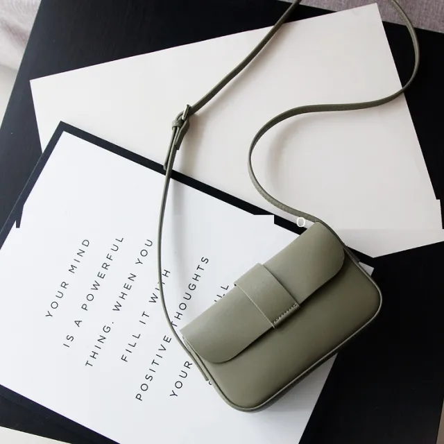 Simple Leather Mobile Phone Bag Mini Small Square Green - Shop at LoveMi