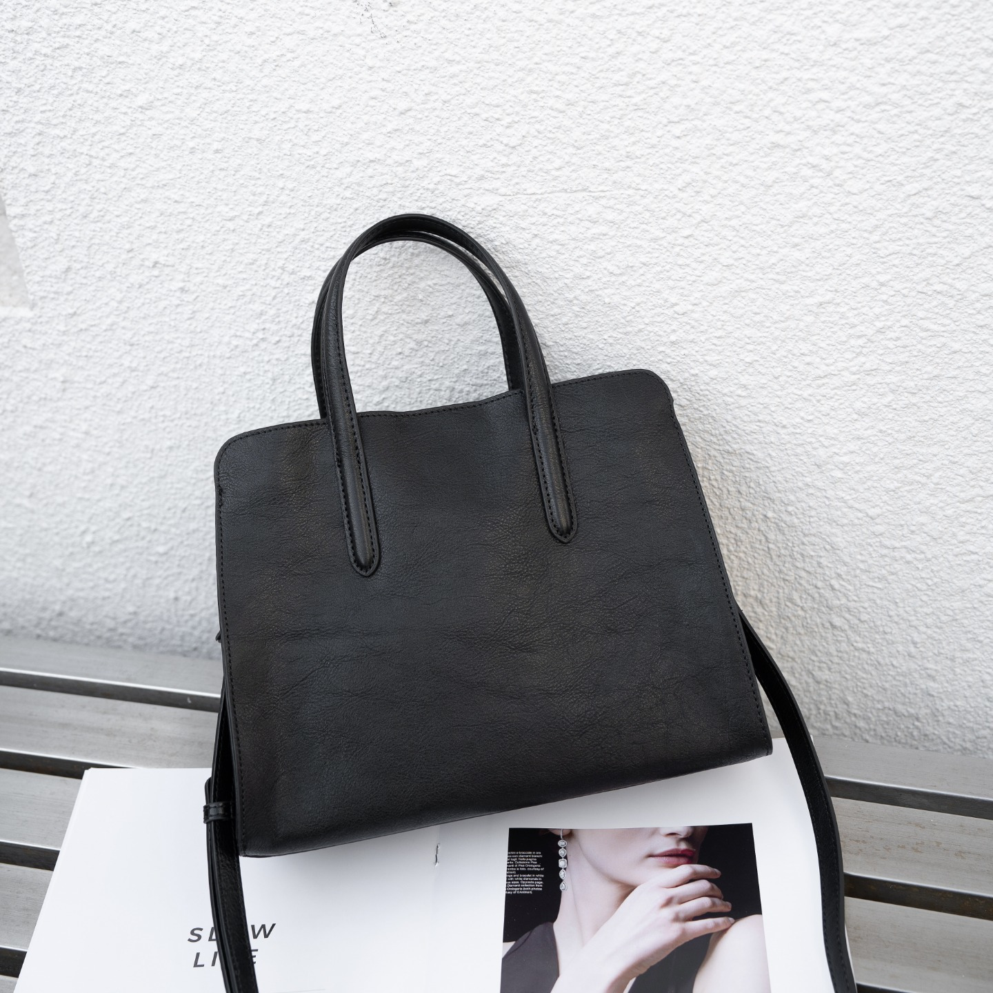 Sac à main transfrontalier en cuir de vachette tanné aux arbres – Image 9