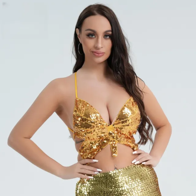 Sequined Top Butterfly Bra Gold - Shop at LoveMi