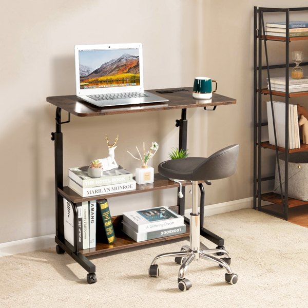 Retro Brown Adjustable Computer Desk - Image 1