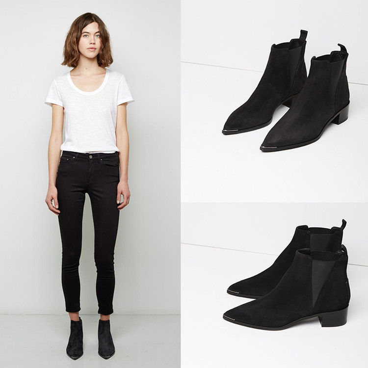 Retro Simple Ladies Thick Heel Pointed Short Boots