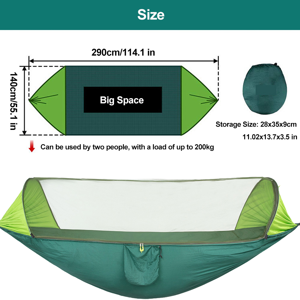 Hamac de camping double avec moustiquaire à ouverture rapide 9