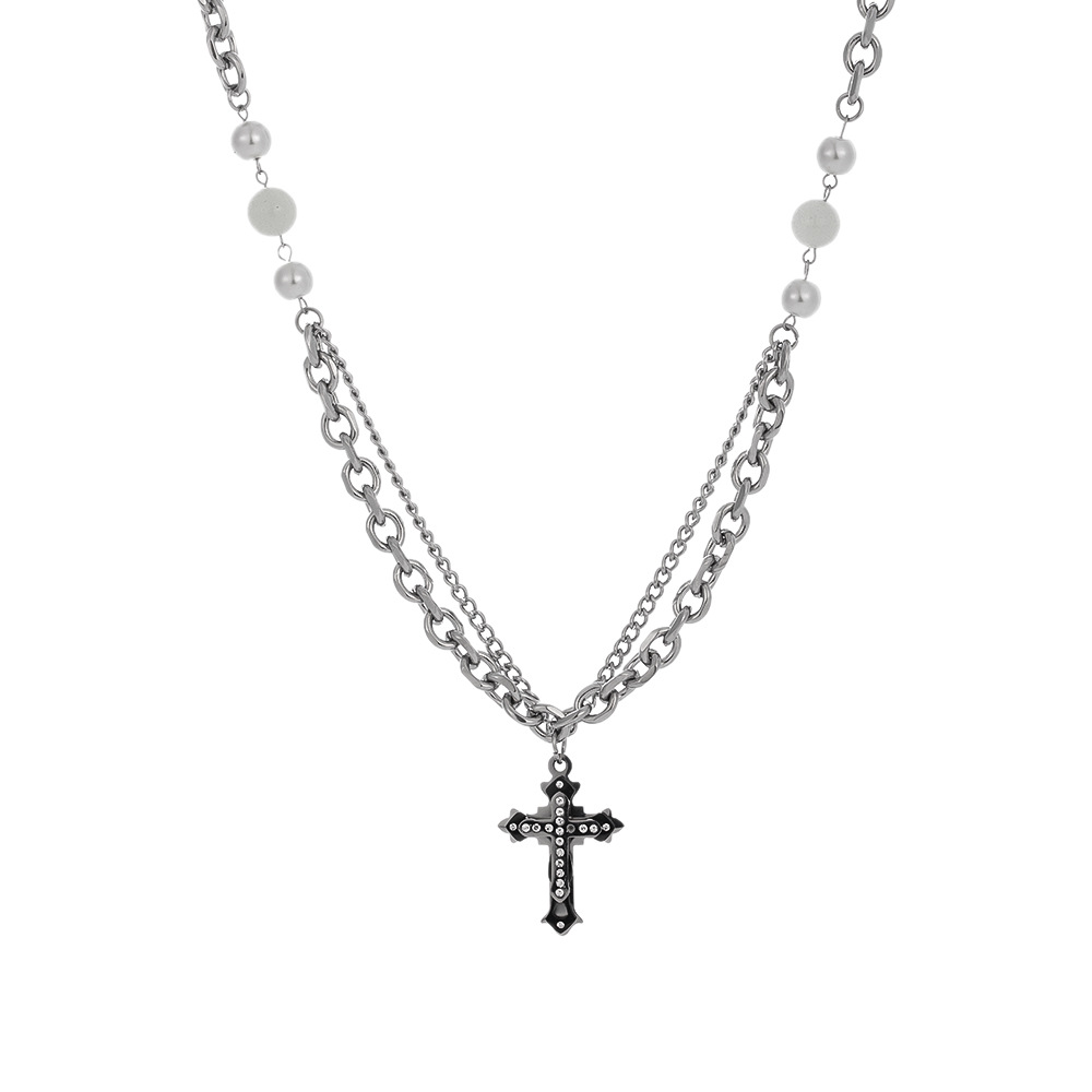 Titanium Steel Cross Retro Necklace Men's Pendant Minimalist