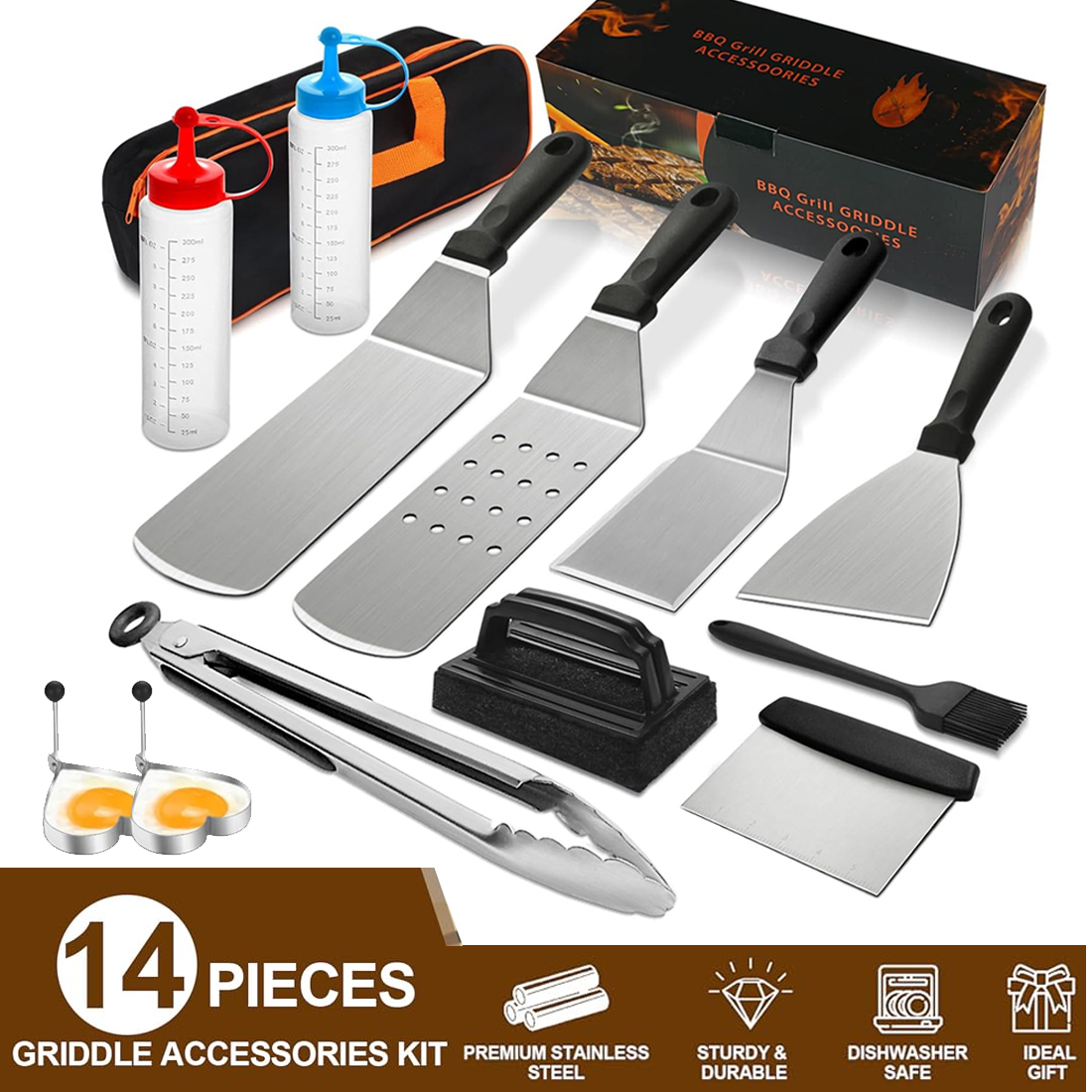Set de 14 Herramientas para Parrilla y BBQ