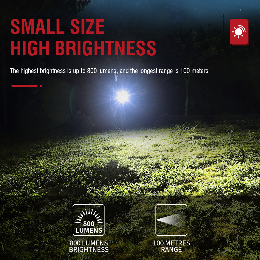 Mini Camouflage LED Flashlight Rechargeable Torch Lamp Camping Portable Light — image 12