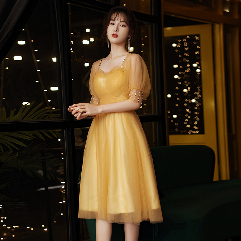 New Yellow Evening Women's Style Dress