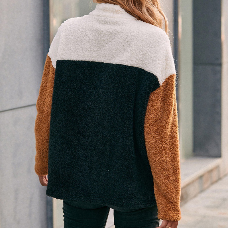 Double-sided Plush Contrast Stitching Pocket Sweater