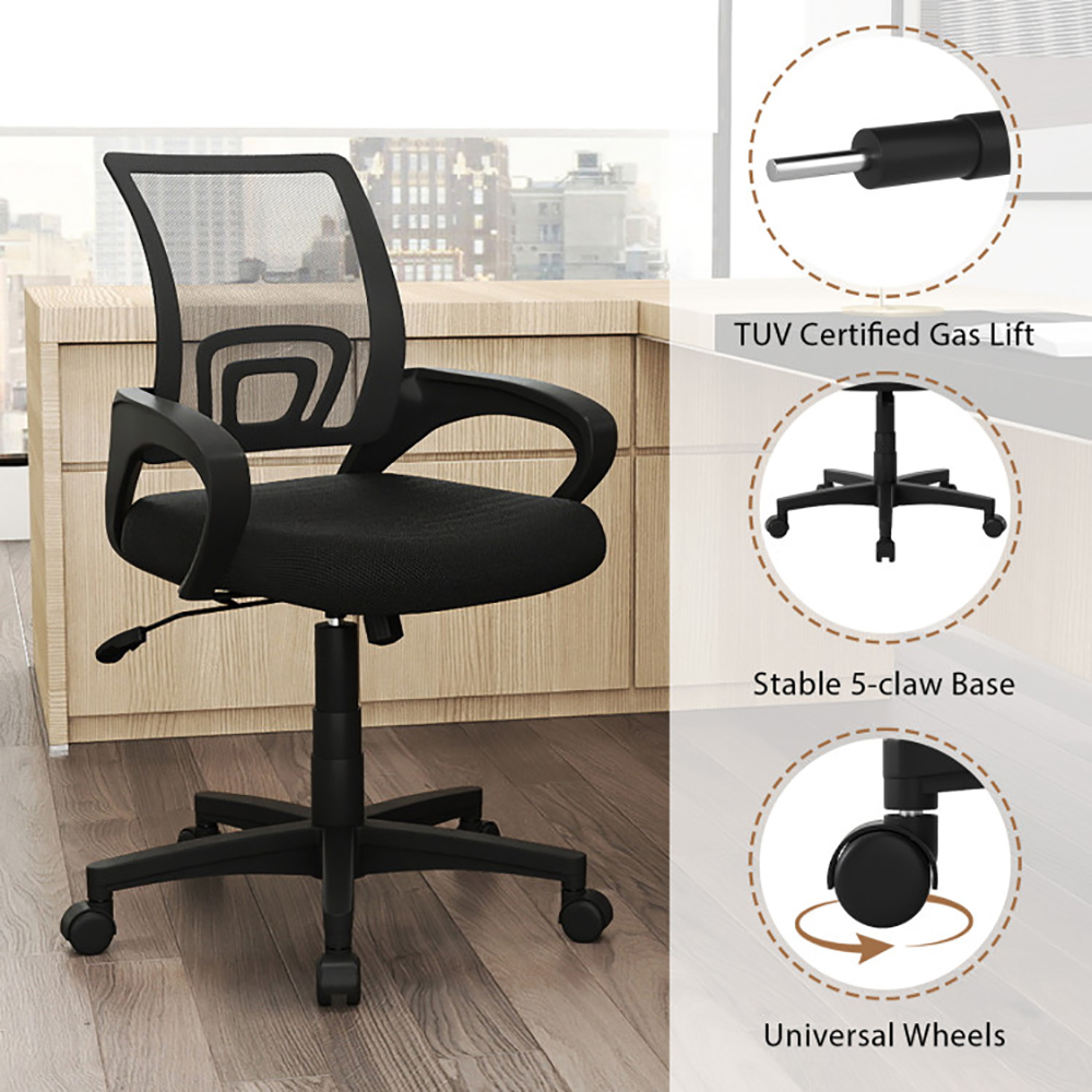 Mid-Back Mesh Office Chair Ergonomic Computer Chair With Lumbar Support With Adjustable,for Office, Home, Gaming And Study