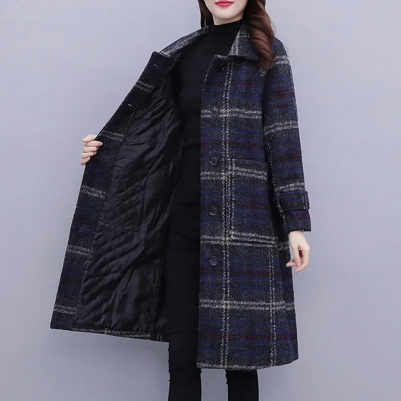Women's New Plus Size Plus Cotton Padded Woolen Coat - Picture Color-3Xl