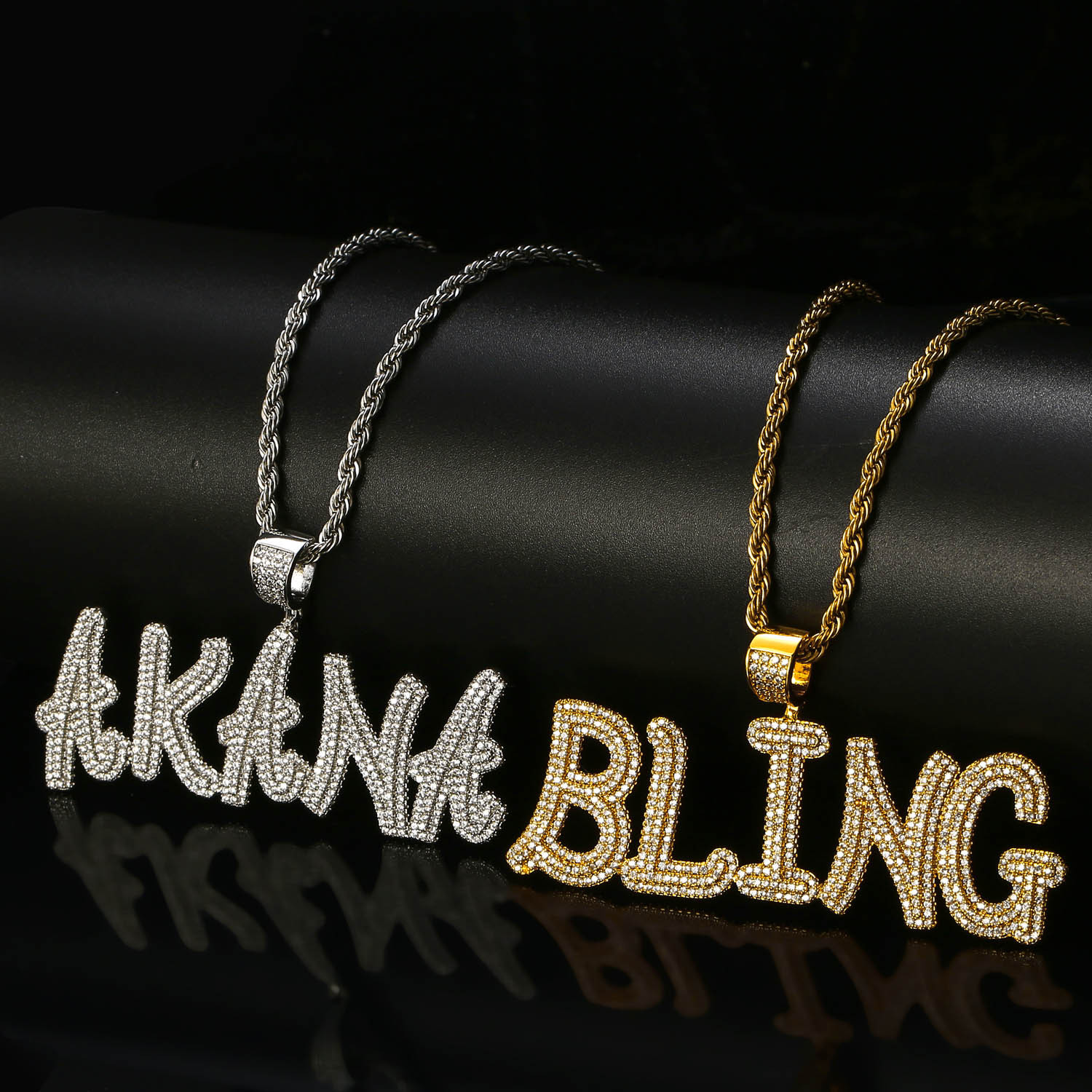 Hip-hop European And American Stitching Irregular 26 English Letters Copper Pendant