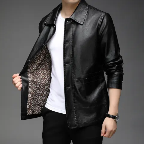 Autumn New Young and Middle-aged Leather Jacket