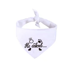 White Valentine's Day Saliva Towel Dog Wedding Jewelry - He Asked - View 1