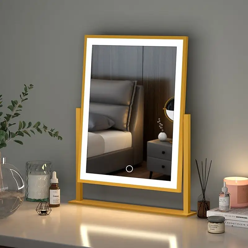 Mirror Household Small Dormitory Vertical Makeup Mirror With Lamp