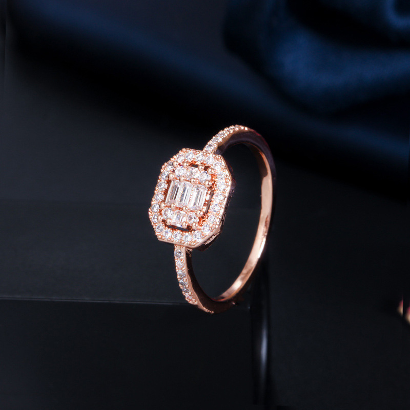 Simple Personality Ladies Bracelet Ring Set Sparkling Micro-inlaid Zircon Real Gold Electroplating Hypoallergenic