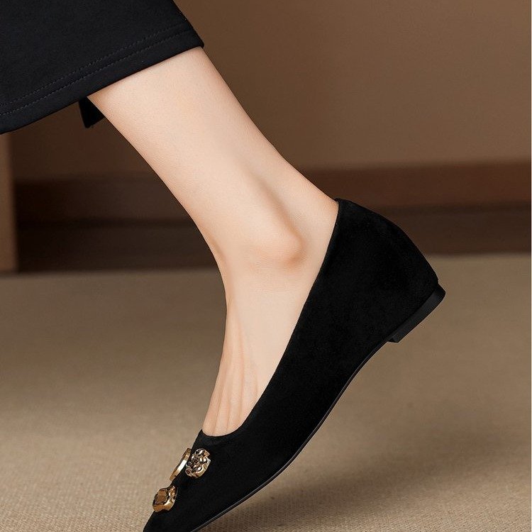 Faux Suede Square Toe Flats