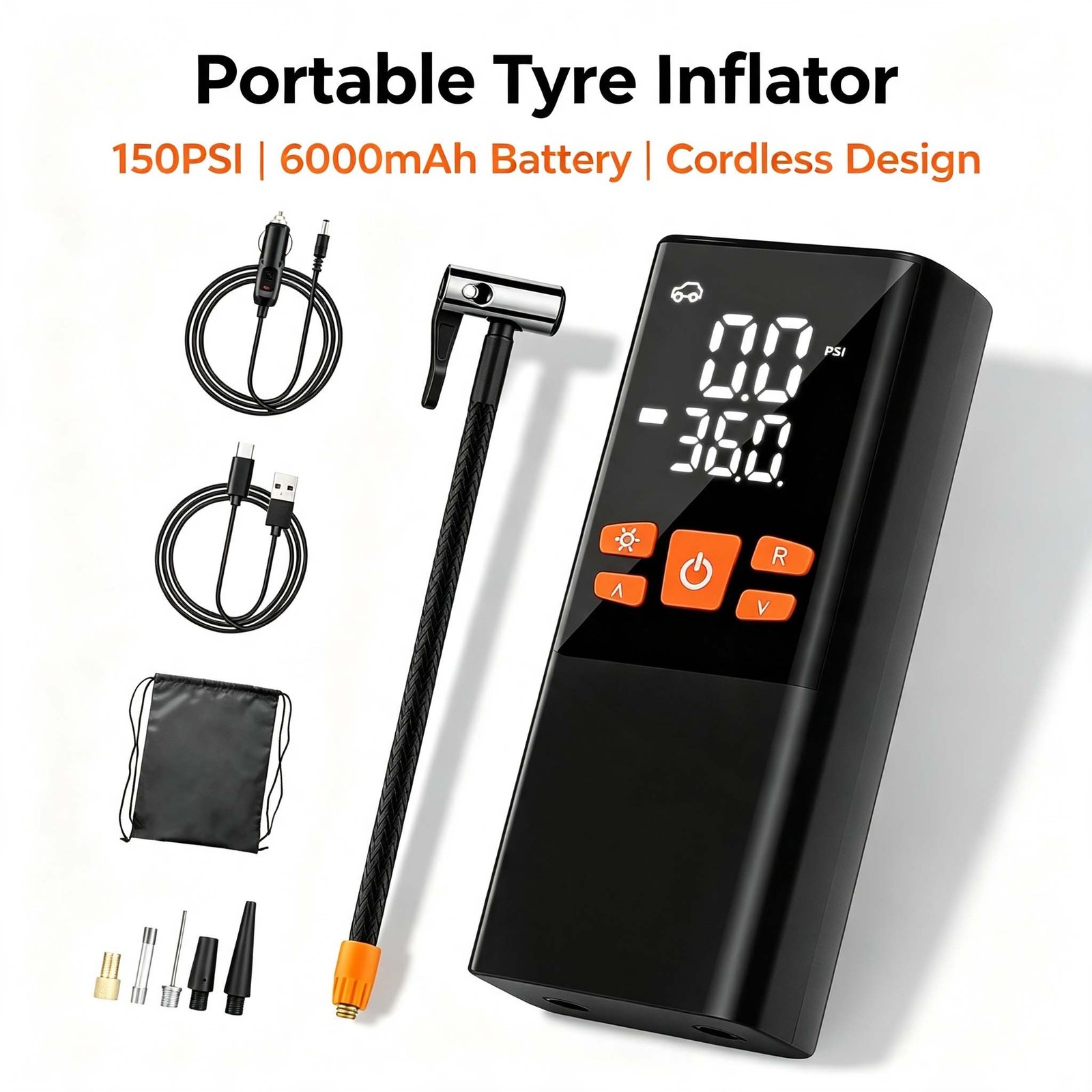 Car Tyre Inflator Cordless Digital Rechargeable Tire Air Compressor Pump Tool UK — image 10