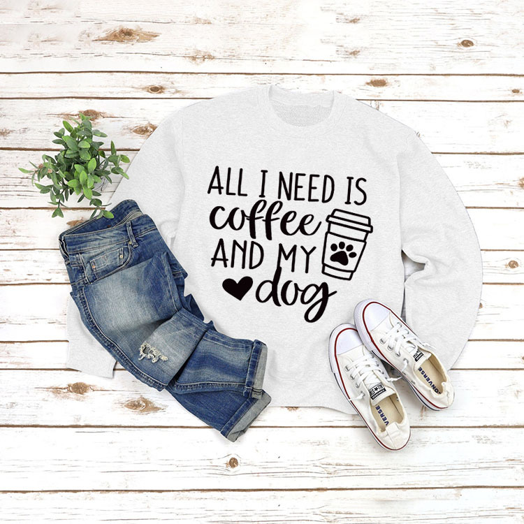 Round Neck Pullover Long Sleeve ALL I NEED Print