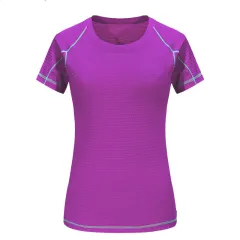 Round Neck Short-sleeved Men's T-shirt Couple Fitness Work Clothes T-shirt - Femalepurple - View 1