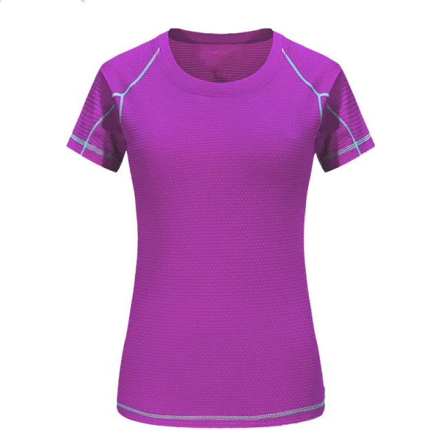 Round Neck Short sleeved Men's T shirt Couple Fitness Work Clothes T shirt Femalepurple - Shop at LoveMi
