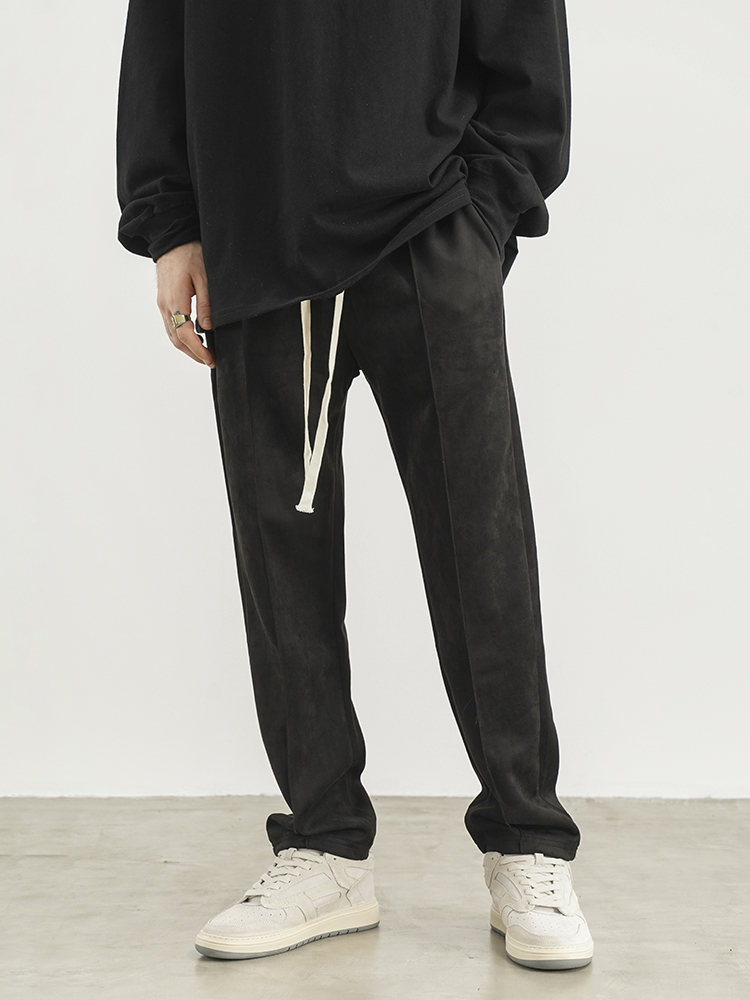 Title 5, Suède Frosted Straight Loose Sweatpants met tre...