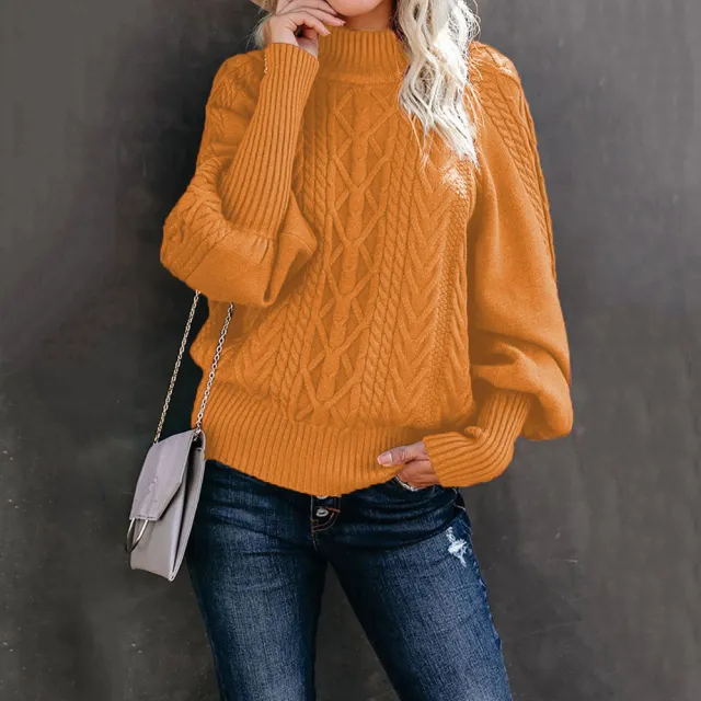 New Style Medium Neck Sweater Women's Loose Long Sleeve Knitting Ginger L - Shop at LoveMi