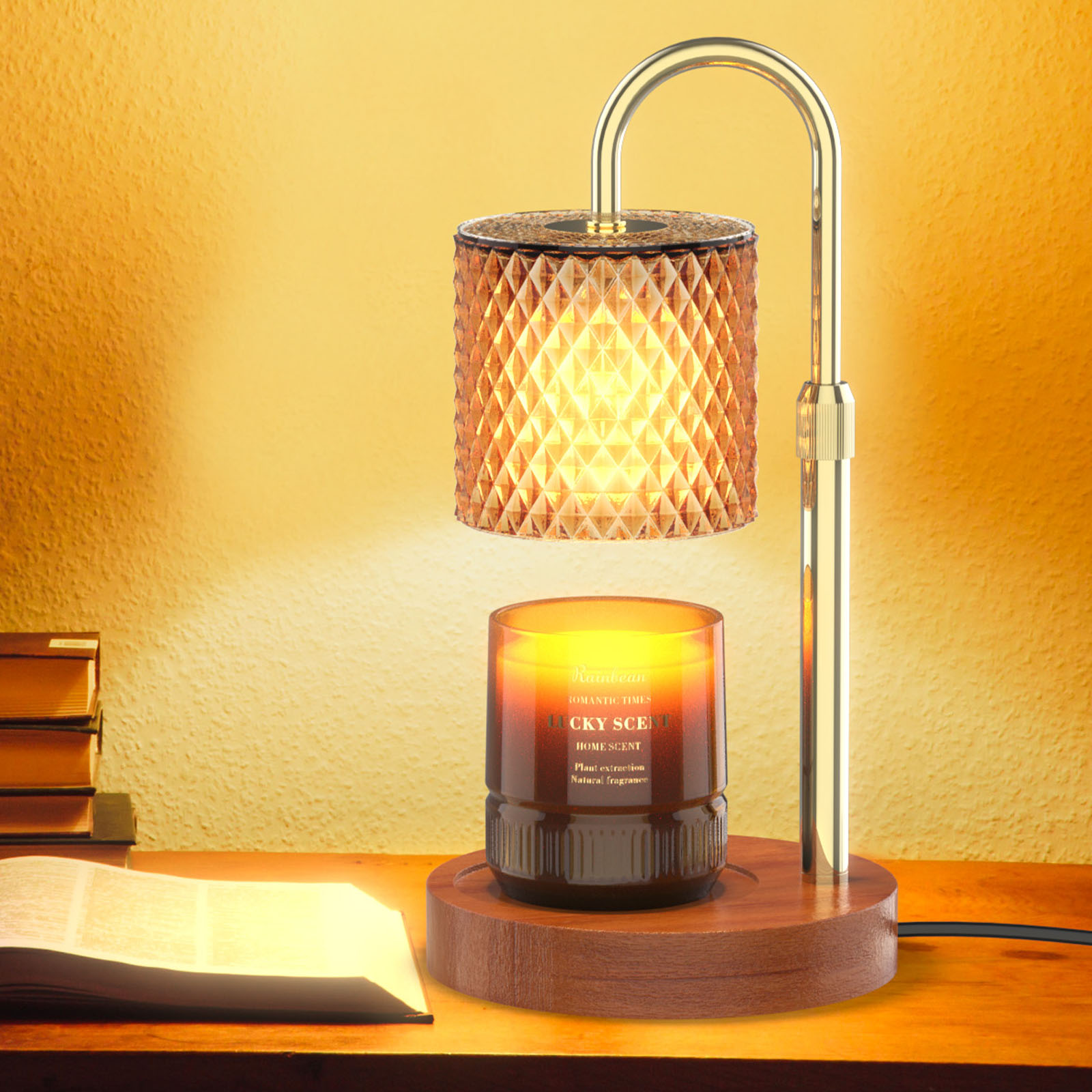 Adjustable Height Electric Candle Warmer Lamp. Timable Candle Warmer Lamp Newly upgraded candle warmer lamp with timer button, there are 3 kinds of time can be set: 2H/4H/8H. In timed mode, you can do your own thing without worrying about it, and the cand