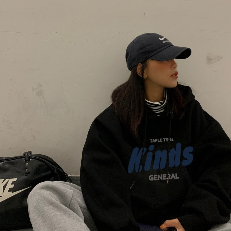 Women's Letter Loose Hooded Fleece Sweater Winter